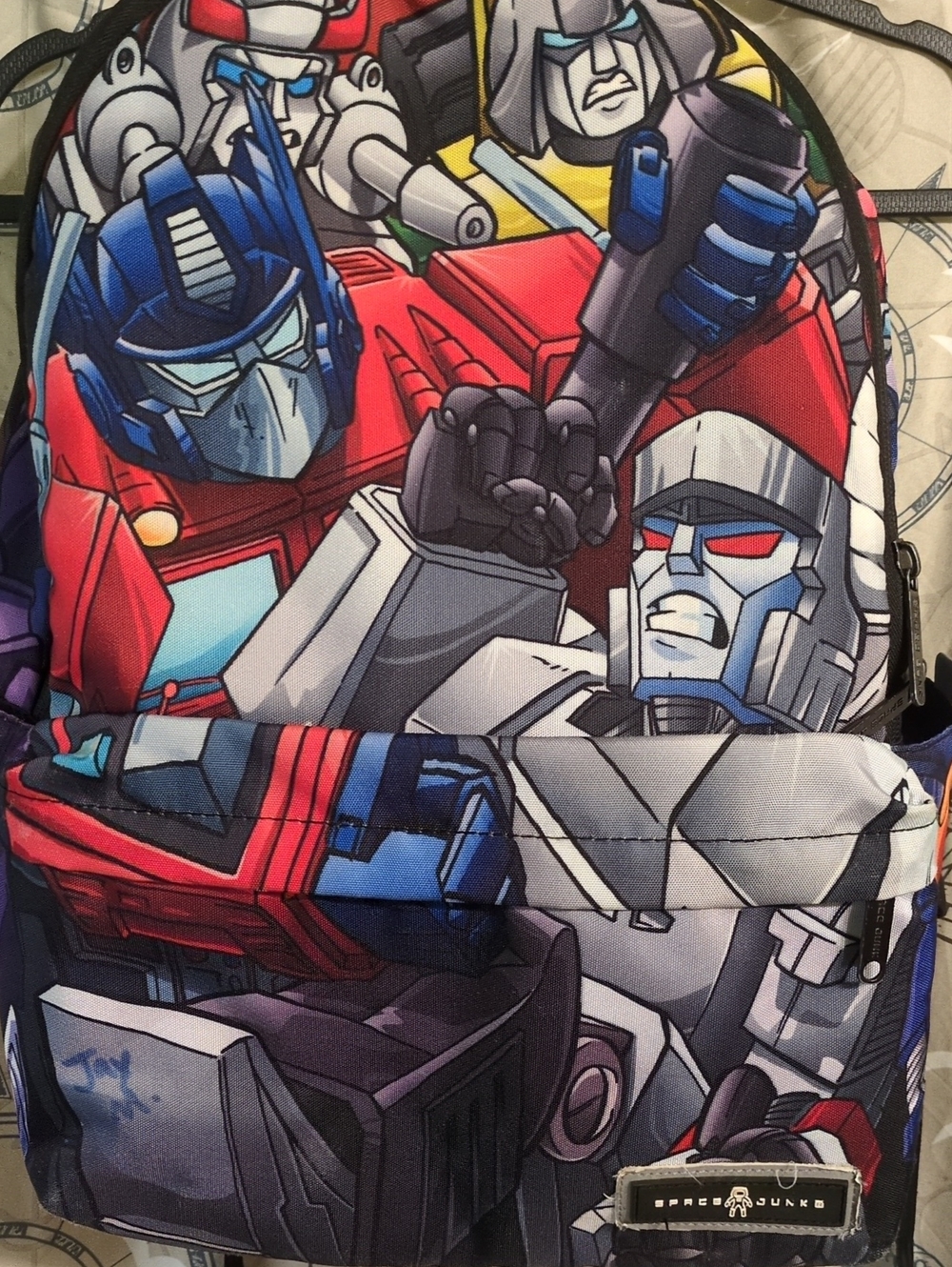 Graphic Robot Print Backpack - Black, Red, Blue